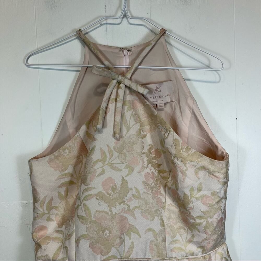 Gal Meets Glam Evelyn Jacquard Pink Vintage Floral Party Dress Size Woman's 12 - Picture 6 of 9